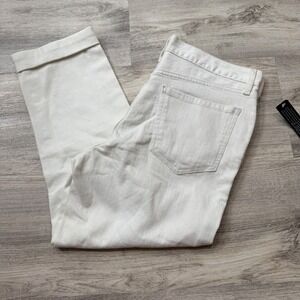 STYLUS Womens White Distressed Cropped Straight Leg Jeans Size 29x8